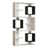Libreria Bianco Nero Antracite 8 Ripiani Installazione Fissaggio al Muro 90x25x172h cm, Sfumatura Colore Struttura Antracite - Cergnago