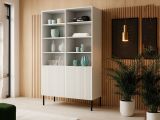 Libreria Bianco Nero un Ripiano Piedini Neri 100x42x177h cm, 2 Ante - Ghilarza