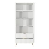 Libreria Bianco oro 2 Cassetti 4 Ripiani 88x38x194h cm, con Piedini - Kabavasi