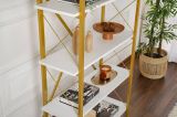 Libreria Bianco oro 5 Ripiani Installazione a Muro 90x34x180h cm, Struttura Fissa - Suriel