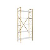 Libreria Bianco oro 5 Ripiani Installazione a Muro 90x34x180h cm, Struttura Fissa - Suriel