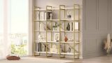 Libreria Bianco oro 5 Ripiani Struttura Verticale 170x30x175h cm, Colore Struttura oro - Gauro