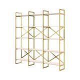 Libreria Bianco oro 5 Ripiani Struttura Verticale 170x30x175h cm, Colore Struttura oro - Gauro