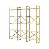 Libreria Bianco oro 5 Ripiani Struttura Verticale 170x30x175h cm, Colore Struttura oro - Sagit
