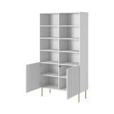 Libreria Bianco oro un Ripiano Piedini oro 100x42x177h cm, 2 Ante - Maierato