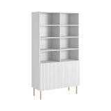 Libreria Bianco oro un Ripiano Piedini oro 100x42x177h cm, 2 Ante - Maierato
