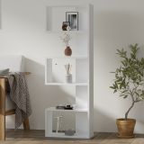 Libreria Bianco Rovere 4 Ripiani Installazione Libera 52x19x150h cm, Struttura Verticale - Nave
