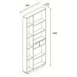 Libreria Bianco Rovere Marrone 8 Ripiani 2 Cassetti 80x25x189h cm, Installazione Libera - Imer