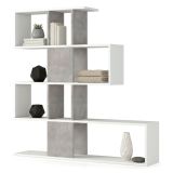 Libreria bifacciale bianca e cemento 145x145h cm - Allison