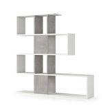 Libreria bifacciale bianca e cemento 145x145h cm - Allison