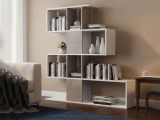 Libreria bifacciale bianca e cemento 145x145h cm - Allison