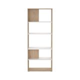Libreria Colette, Scaffale da ufficio, Mobile portalibri, Biblioteca, 34x80 h205 cm, Rovere e Bianco