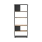 Libreria Colette, Scaffale da ufficio, Mobile portalibri, Biblioteca, 34x80 h205 cm, Rovere e Grigio