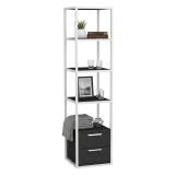 Libreria con 2 cassetti bianca e antracite 39x169h cm - Arsim
