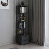 Libreria con 2 cassetti nera e antracite 39x169h cm - Arsim