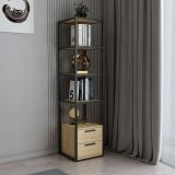 Libreria con 2 cassetti nera e quercia 39x169h cm - Arsim