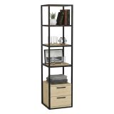Libreria con 2 cassetti nera e quercia 39x169h cm - Arsim