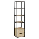 Libreria con 2 cassetti nera e quercia 39x169h cm - Arsim