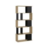 Libreria Coralie, Scaffale da ufficio, Mobile portalibri, Biblioteca, 80x29 h175 cm, Quercia e Nero