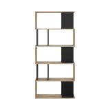 Libreria Coralie, Scaffale da ufficio, Mobile portalibri, Biblioteca, 80x29 h175 cm, Quercia e Nero