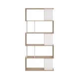 Libreria Coralie, Scaffale da ufficio, Mobile portalibri, Biblioteca, 80x30 h174 cm, Rovere e Bianco