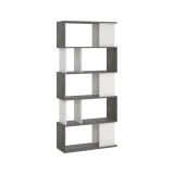 Libreria Coralie, Scaffale da ufficio, Mobile portalibri, Biblioteca, 80x30 h175 cm, Cemento e Bianco