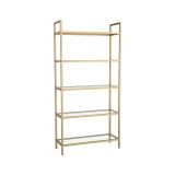 Libreria Delphini, Scaffale da ufficio, Mobile portalibri, Biblioteca, 80x30h165 cm, Oro