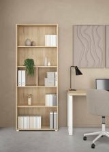 Libreria Desiree, Scaffale da ufficio, Mobile portalibri, Biblioteca, 34x80 h205 cm, Rovere