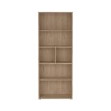 Libreria Desiree, Scaffale da ufficio, Mobile portalibri, Biblioteca, 34x80 h205 cm, Rovere