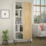 Libreria elegante bianca e quercia 79x190h cm - Lince