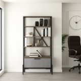 Libreria elegante marrone e grigia 75x160h cm - Fabrice
