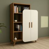 Libreria elegante noce e crema 90x132h cm - Agni