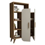 Libreria elegante noce e crema 90x132h cm - Agni