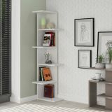 Libreria Fafnir, Scaffale da ufficio, Mobile portalibri, Biblioteca, 37x24h141 cm, Bianco