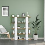 Libreria fissa rovere nodi e bianca lucida 108x136h cm - Madreperla