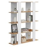 Libreria fissa rovere nodi e bianca lucida 108x136h cm - Madreperla