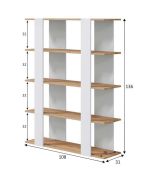 Libreria fissa rovere nodi e bianca lucida 108x136h cm - Madreperla