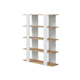 Libreria fissa rovere nodi e bianca lucida 108x136h cm - Madreperla