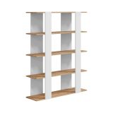 Libreria fissa rovere nodi e bianca lucida 108x136h cm - Madreperla