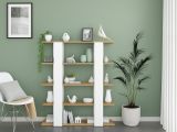 Libreria fissa rovere nodi e bianca lucida 108x136h cm - Madreperla