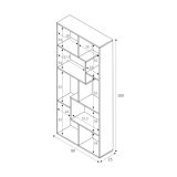Libreria Fremont, Mobile portalibri multiposizione con 8 scomparti, Scaffale da ufficio, Scaffale divisorio per camera, 80x25h180 cm, Bianco e Ossido