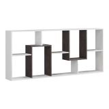 Libreria Fremont, Mobile portalibri multiposizione con 8 scomparti, Scaffale da ufficio, Scaffale divisorio per camera, 80x25h180 cm, Bianco e Ossido