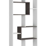 Libreria Fremont, Mobile portalibri multiposizione con 8 scomparti, Scaffale da ufficio, Scaffale divisorio per camera, 80x25h180 cm, Bianco e Ossido