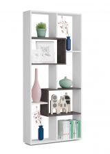 Libreria Fremont, Mobile portalibri multiposizione con 8 scomparti, Scaffale da ufficio, Scaffale divisorio per camera, 80x25h180 cm, Bianco e Ossido