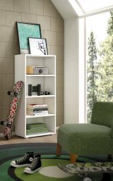 Libreria Giacinto, Biblioteca a 3 ripiani regolabili, Scaffale per libri, Mobile da parete con ripiani, 100% Made in Italy, 60x30h130 cm, Bianco