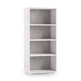 Libreria Giacinto, Biblioteca a 3 ripiani regolabili, Scaffale per libri, Mobile da parete con ripiani, 100% Made in Italy, 60x30h130 cm, Bianco e Cemento