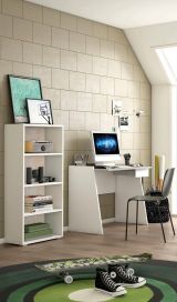 Libreria Giacinto, Biblioteca a 3 ripiani regolabili, Scaffale per libri, Mobile da parete con ripiani, 100% Made in Italy, 60x30h130 cm, Bianco e Rovere