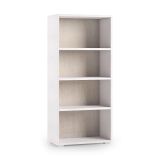 Libreria Giacinto, Biblioteca a 3 ripiani regolabili, Scaffale per libri, Mobile da parete con ripiani, 100% Made in Italy, 60x30h130 cm, Bianco e Rovere