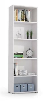 Libreria Girasole, Biblioteca a 4 ripiani regolabili, Scaffale per libri, Mobile da parete con ripiani, 100% Made in Italy, 60x30h195 cm, Bianco