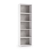 Libreria Girasole, Biblioteca a 4 ripiani regolabili, Scaffale per libri, Mobile da parete con ripiani, 100% Made in Italy, 60x30h195 cm, Bianco e Cemento